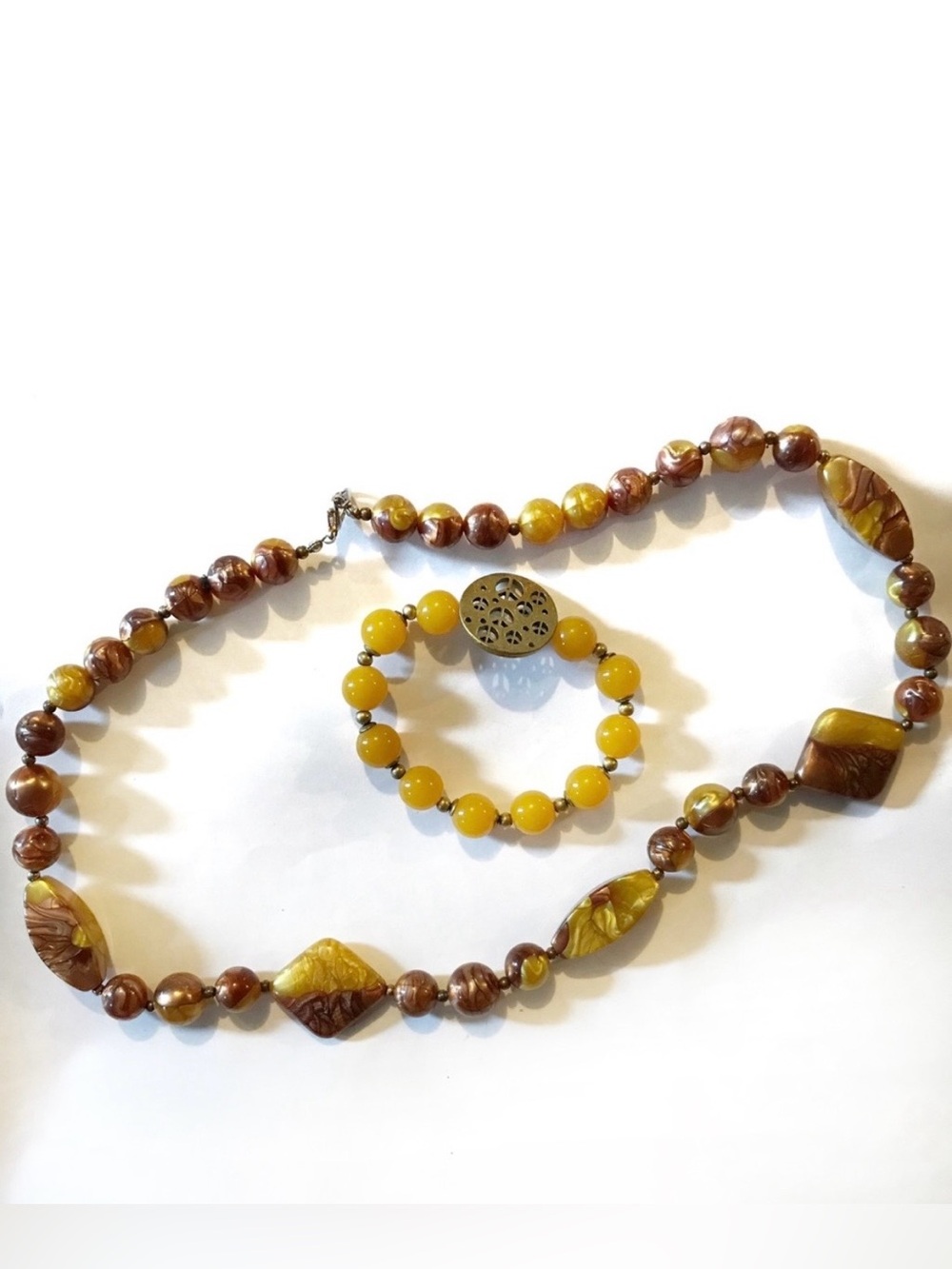 Fall Bracelet Necklace Butterscotch Carmel Colors
